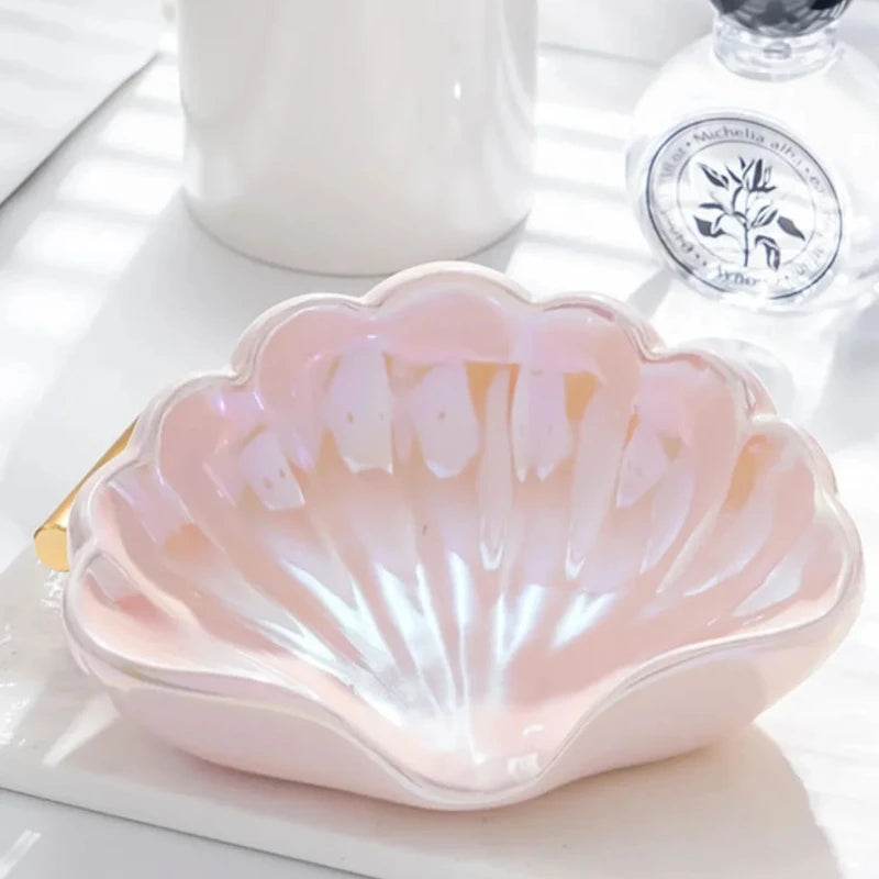 Muschelförmige Keramik Seifenschale – Kreativer Seifenhalter mit Abfluss für Badezimmer, Waschbecken oder Schreibtisch Kaufschwan®