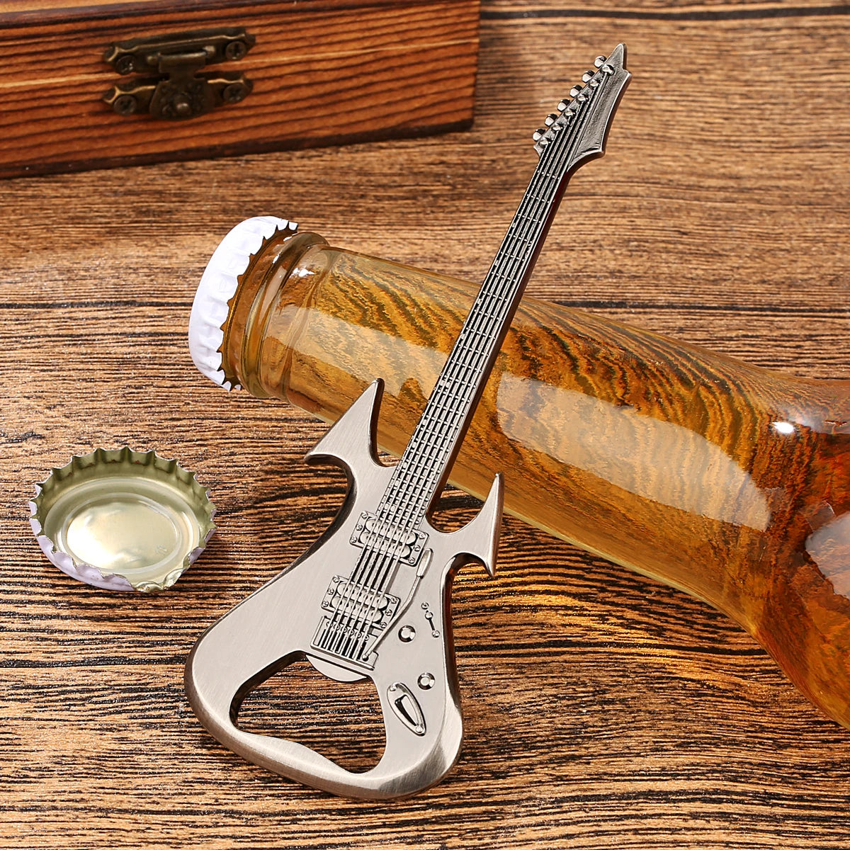 Gitarren Flaschenöffner aus Metall – Bronze/Grau Geschenk für Musikliebhaber Kaufschwan®