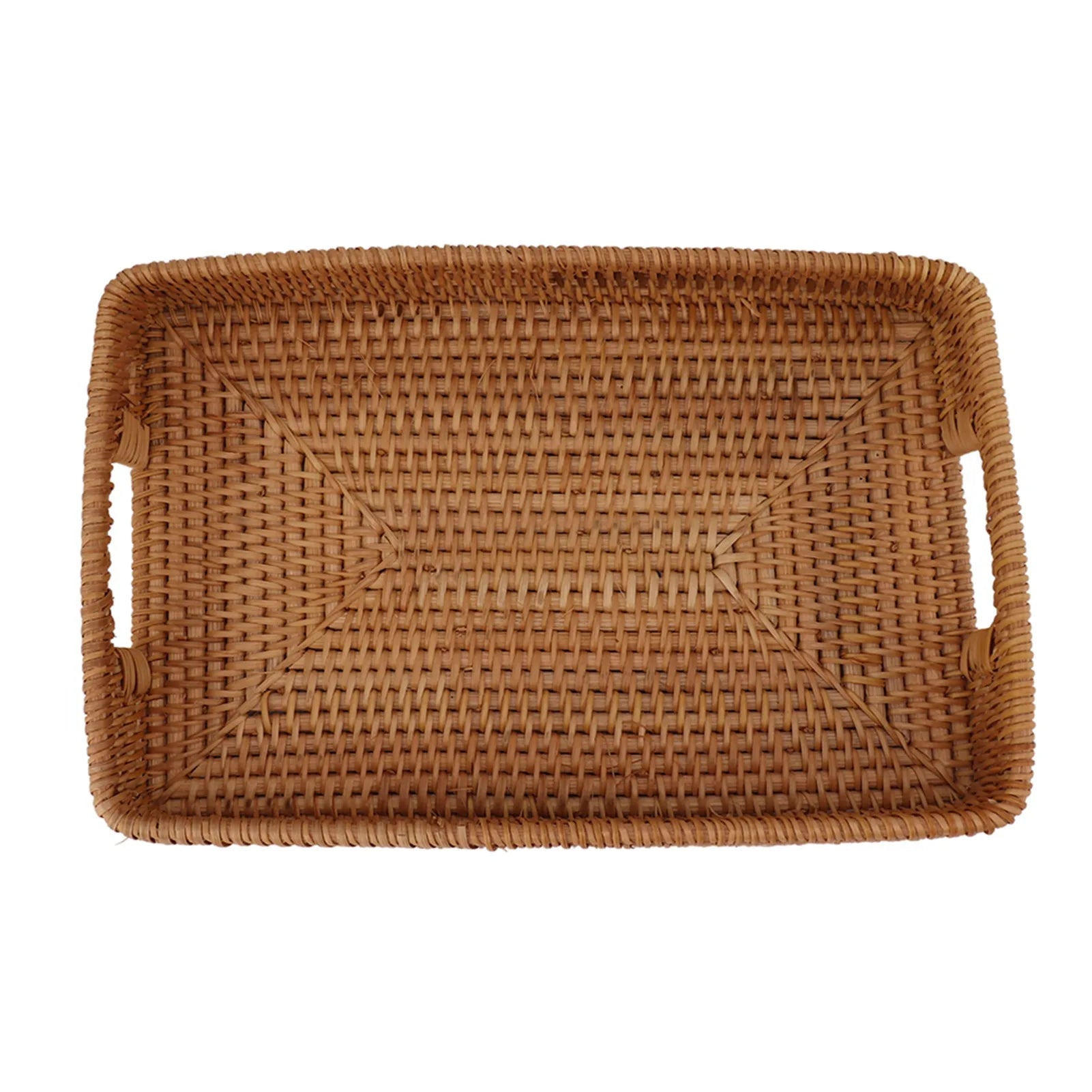 Geflochtenes Rattan Serviertablett – Großes Aufbewahrungs-Tablett im Landhausstil für Obst & Desserts Kaufschwan®