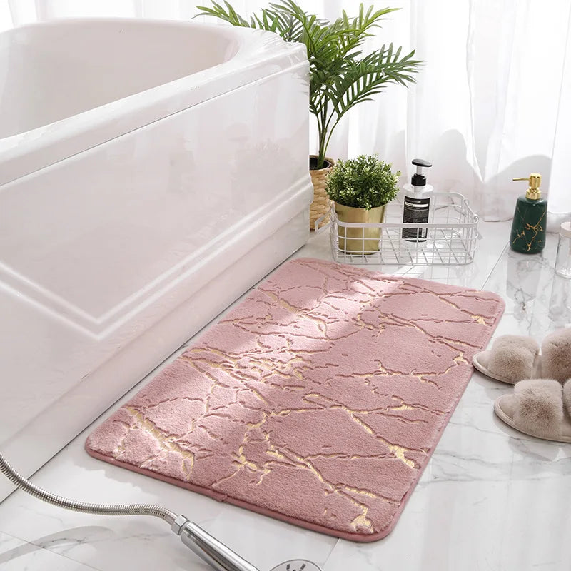 Inyahome Badematte Weiß & Gold – Weich, Rutschfest, Saugfähig Kaufschwan® Rosa 60x90cm