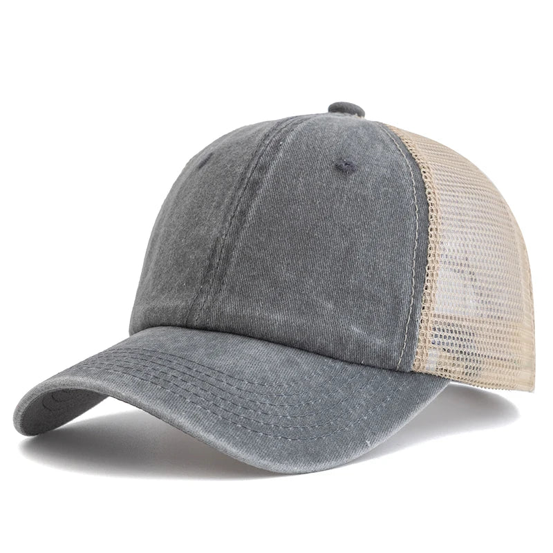 Hot Sale Unisex Trucker Hut | Mehrfarbige Einfarbige Baseballkappe | Washed Cotton Kappe für Herren & Damen Kaufschwan® Grau 55cm-60cm