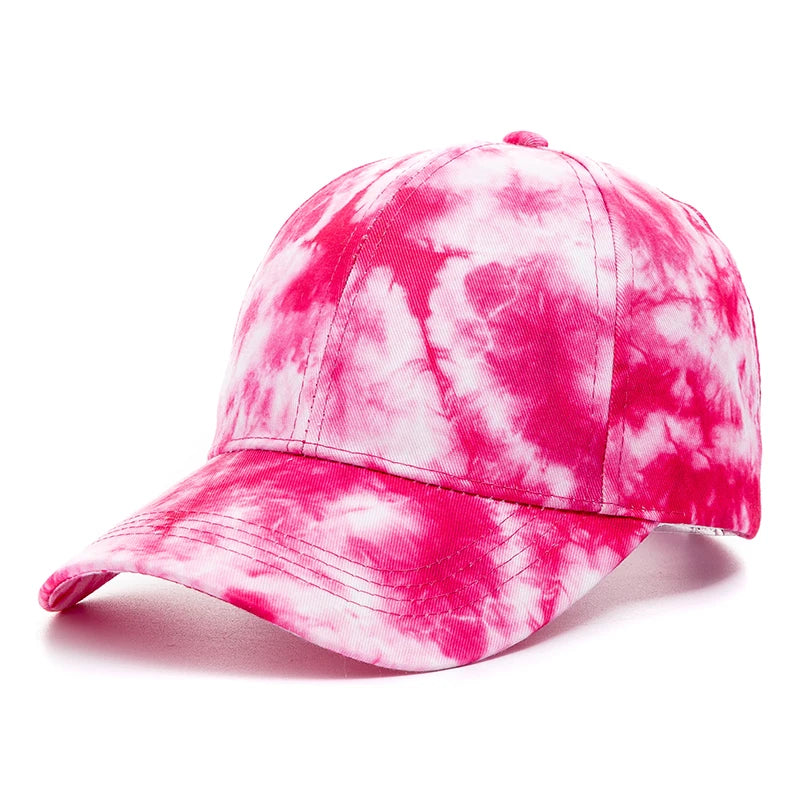 Neue Outdoor Freizeit Tie-Dye Kappe | Damen Regenbogen Bunte Baseballkappe | Streetwear Sommerhut Kaufschwan® Rosenrot 56cm-60cm