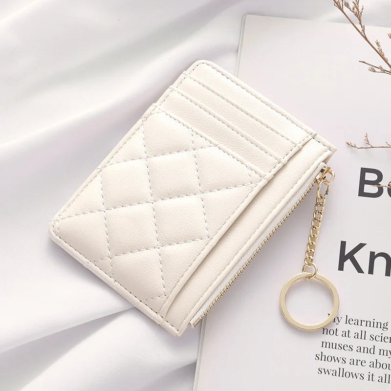 Schmales Kartenetui aus Hellbraunem PU-Leder – Mini-Geldbörse mit Mehreren Kartenfächern, Ausweisfach & Münzfach Kaufschwan® Weiß