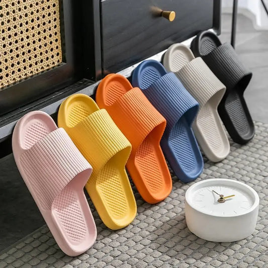 Damen Sommer Sandalen mit dicker Sohle | Leise Weichsohlen-Hausschuhe | Rutschfeste Indoor-Sandalen & Herren-Flip-Flops