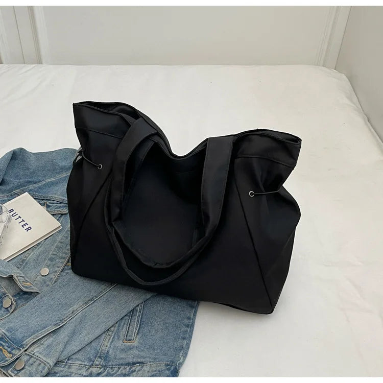 Casual Fashion Tote Bag mit Großer Kapazität – Damen Schultertasche für Reisen & Alltag | Ästhetische Handtasche mit Kordelzug