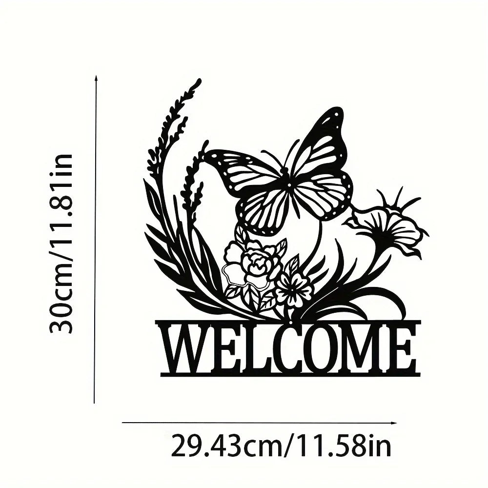 Minimalistische Metall Welcome Schilder – Eule, Schmetterling & Kolibri Wanddeko Kaufschwan® Design 2