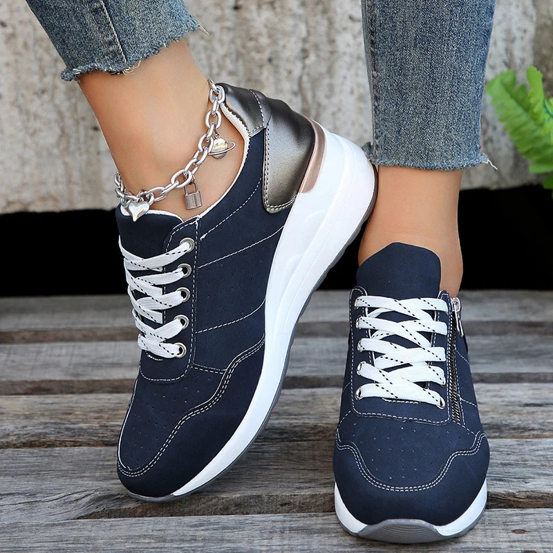 Damen Keil-Sneaker in Übergrößen – Frühling Schnürschuhe mit Plateau-Sohle | Leichte, Rutschfeste Freizeit-Schuhe Kaufschwan®