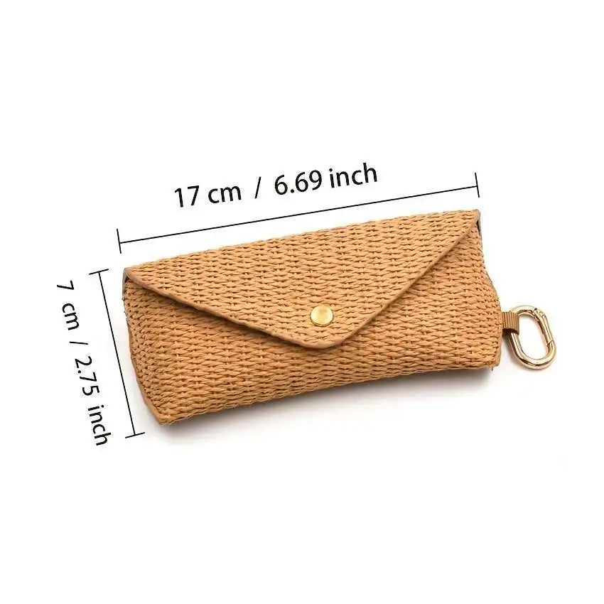 Damen Brillentasche Geflochtenes Stroh Design – PU Leder Weiches Etui für Sonnenbrillen Kaufschwan®