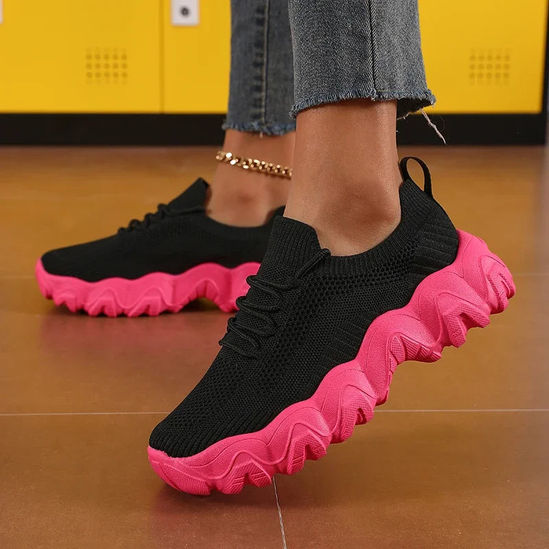 Damen Mesh-Sneaker mit Schnürung – Leichte Atmungsaktive Schuhe | Modische Bequeme Trainings- & Walkingschuhe Kaufschwan®