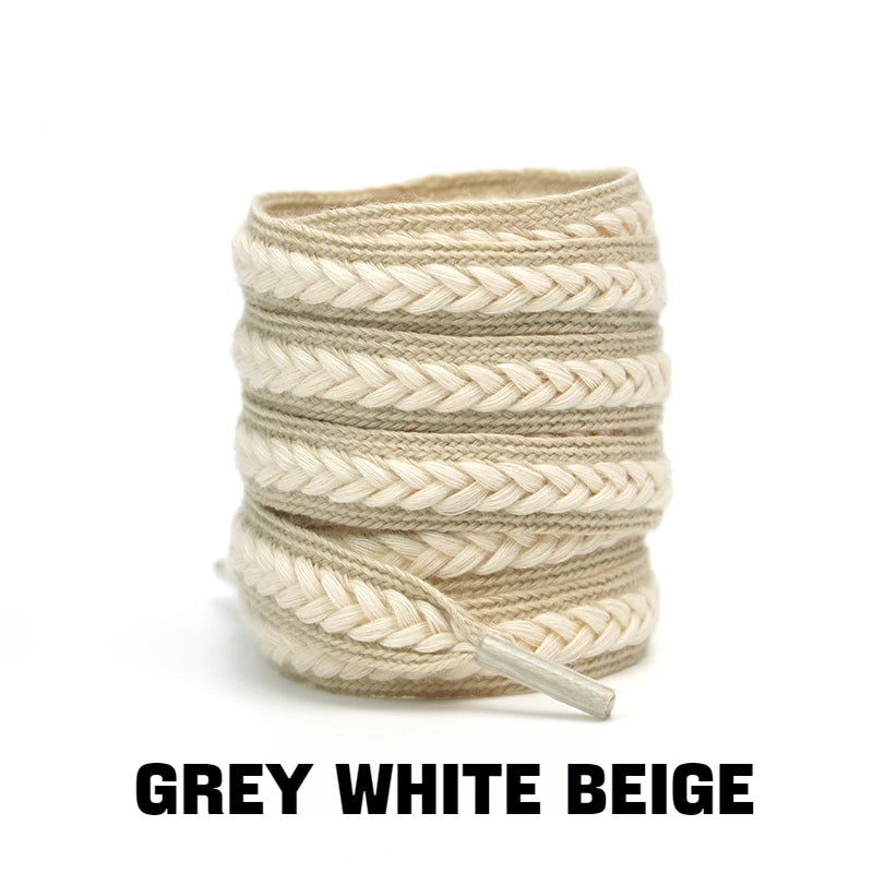 Flache Baumwoll-Schnürsenkel – 1,5cm Breite Premium Laces für Sneaker & Freizeitschuhe | 100/120/140/160cm Seil-Design, 1 Paar Kaufschwan®