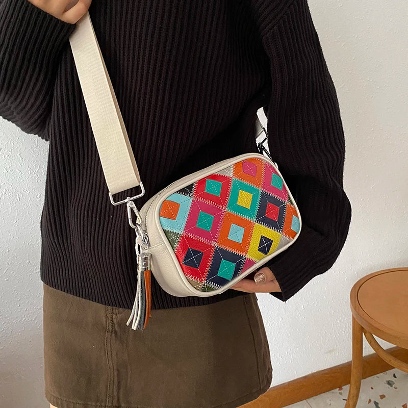 Kleine Bunte Ledertasche – Luxus Damen Handtasche, Crossbody & Schultertasche in Hochwertiger Verarbeitung Kaufschwan®