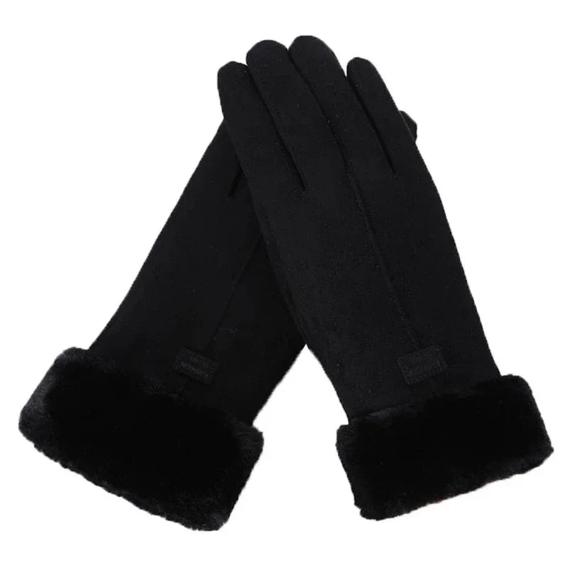 Damen Winterhandschuhe – Warme Touchscreen Thermo-Handschuhe mit Fleece-Futter | Winddichte Weiche Handschuhe für Outdoor & Wandern Kaufschwan® Schwarz