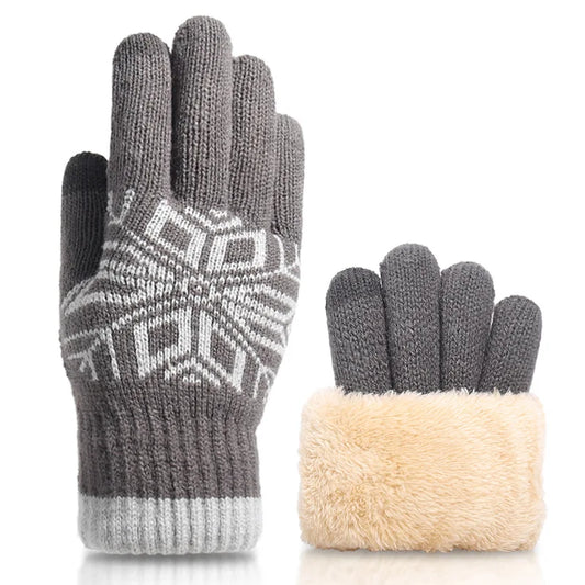 Weihnachten Doppel-Layer Touchscreen Handschuhe – Dicke Strickhandschuhe | Warme Winterhandschuhe für Damen & Herren, Kältebeständig Kaufschwan® Grau Einheitsgröße