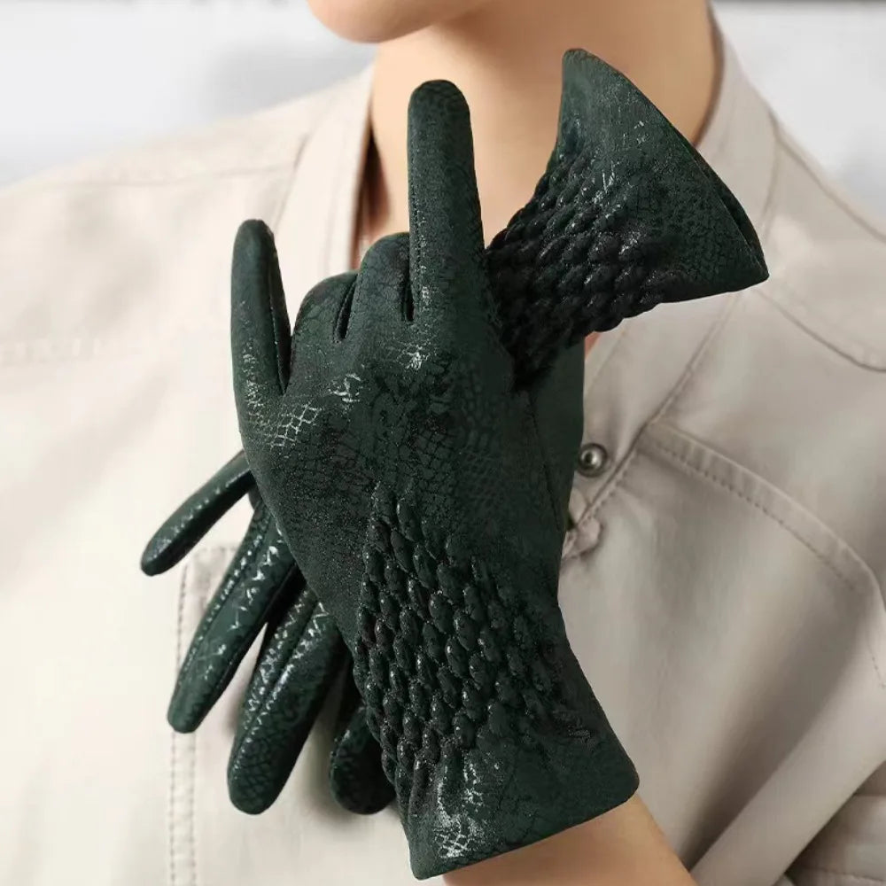 Schlangenleder-Muster Winterhandschuhe – Unisex Touchscreen Handschuhe | Warme Modische Handschuhe für Autofahren & Outdoor Kaufschwan®