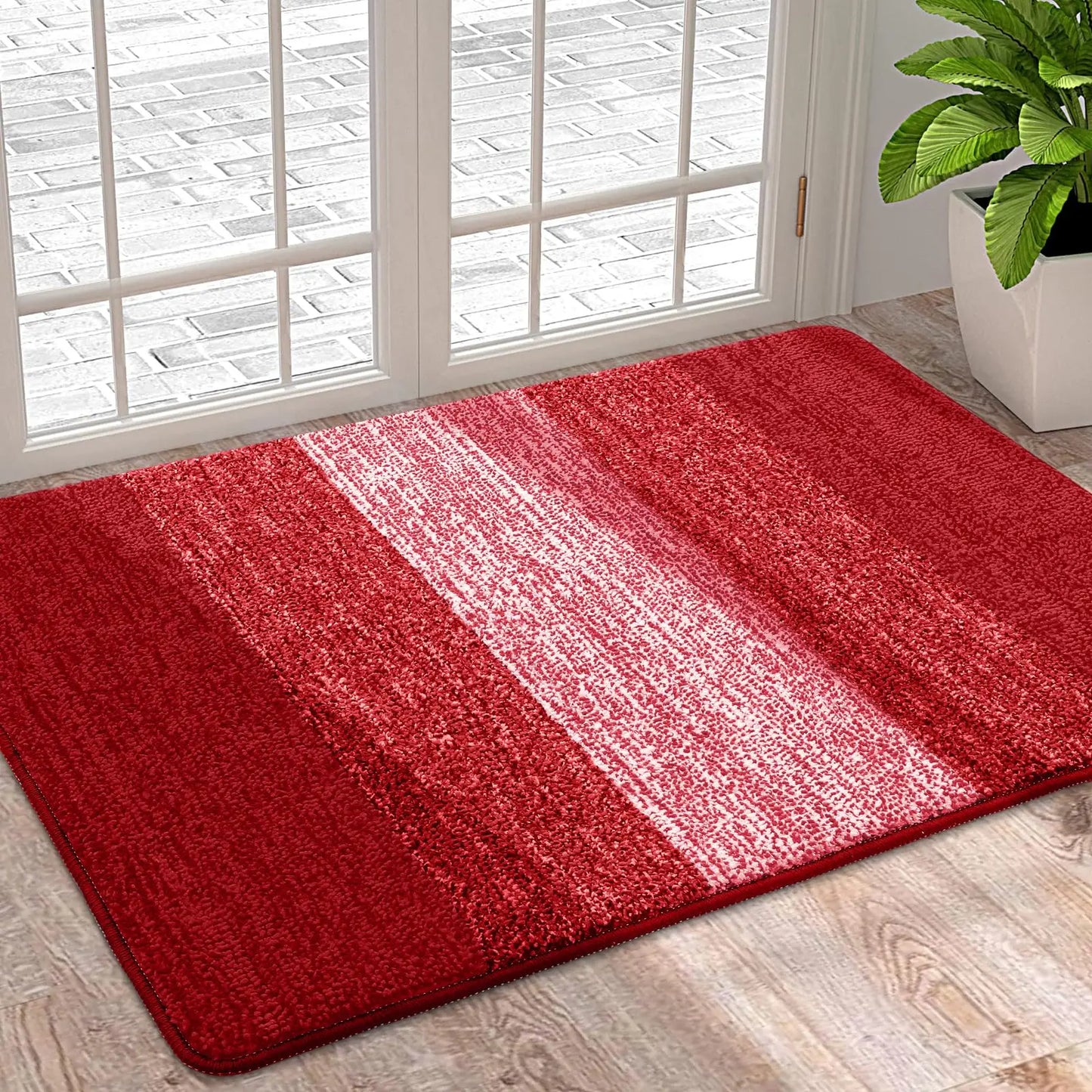 Waschbare Türmatten für Innen – Weiche, Saugfähige Schmutzfänger für Haustür & Hintertür Kaufschwan® Rot 82x102cm