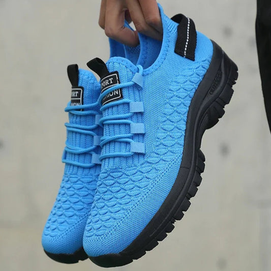 Herren Outdoor Sneaker in Leuchtgelb – Atmungsaktive Mesh Sportschuhe | Stoßdämpfendes Trend-Abenteuer Schuhwerk Kaufschwan® Himmelblau 36