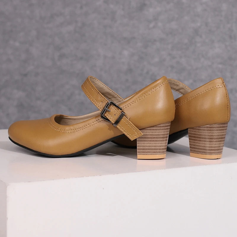 Damen Pumps mit Blockabsatz – Runde Spitze & 5 cm Absatz | Elegante Business-Schuhe für Büro & Karriere