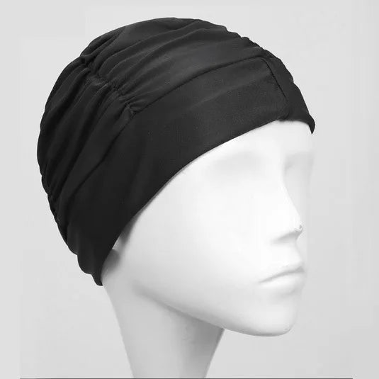 Damen Badehaube Turban Stil – Stoff Schwimmkappe | Schutz für Langes Haar & Ohren, Atmungsaktive Yoga- & Spa-Kappe in Mehreren Farben
