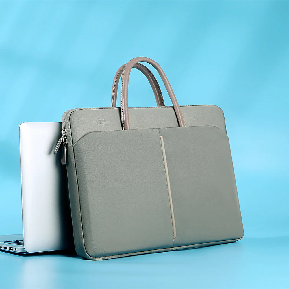 Damen Laptop Handtasche – Elegante Computer Hülle & Notebook Tasche für Arbeit und Alltag Kaufschwan® Grau 14 Zoll