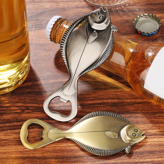 Flunder Fisch Flaschenöffner – Steampunk Metall Design Geschenk für Angler Kaufschwan®