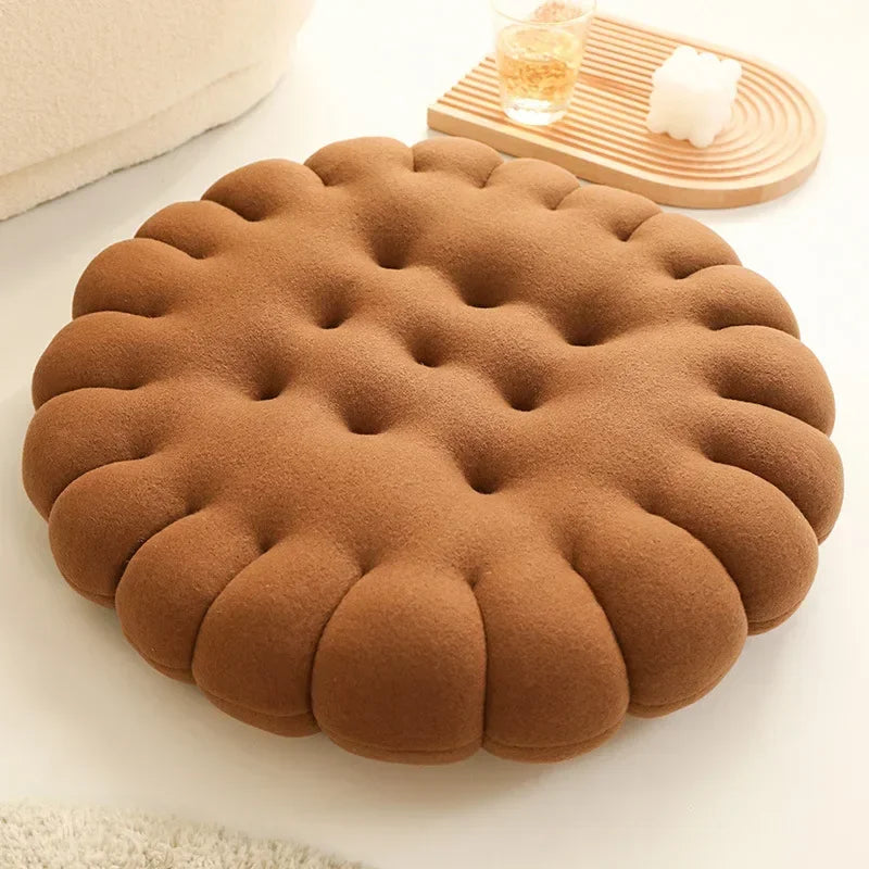Keksförmiges Kissen | Plüschiges Flauschiges Stuhlkissen | Maschinenwaschbar | Studentenkissen | Wohnzimmerdekoration Kaufschwan® Runder Kaffee 40x40cm