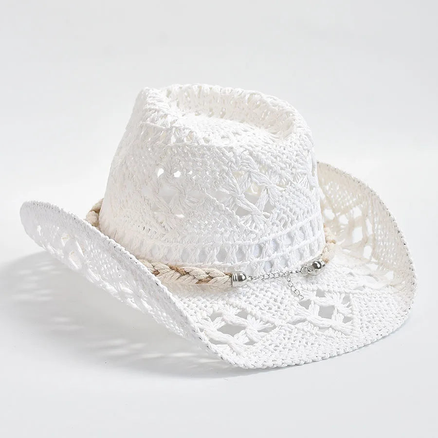 Sommer Strohhut für Damen – Handgewebter Sonnenhut mit Muschel-Dekoration, Panama Strandhut Kaufschwan®