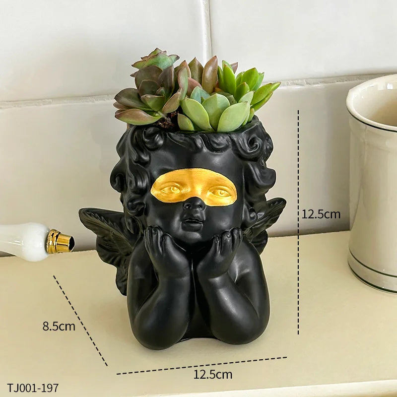 Niedlicher Maskierter Engel Blumentopf – Dekorativer Sukkulenten Pflanzhalter | Balkon & Garten Dekoration Kaufschwan®