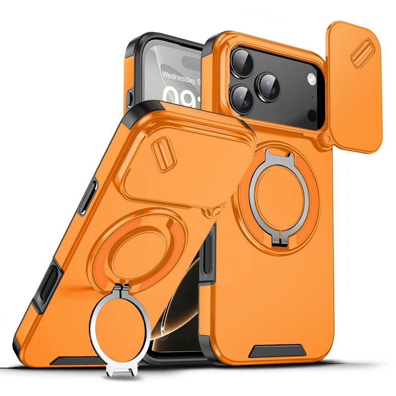 Armor 360 MagSafe-Magnethülle für iPhone 18 Pro & iPhone 18 Pro Max – Ringständer, Kameraschutz & Stoßfeste Schutzhülle Kaufschwan® Orange iPhone 18 Pro
