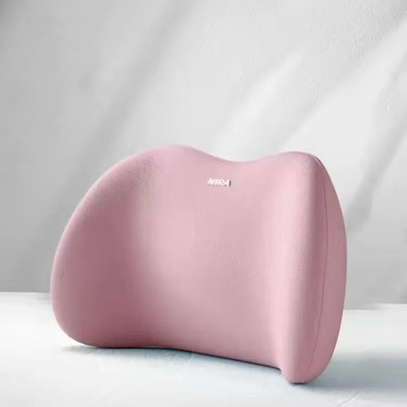 Ergonomisches Memory Foam Lendenkissen | Komfortables Rückenstützkissen | Waschbarer Bezug für Büro & Bett Kaufschwan® Rosa