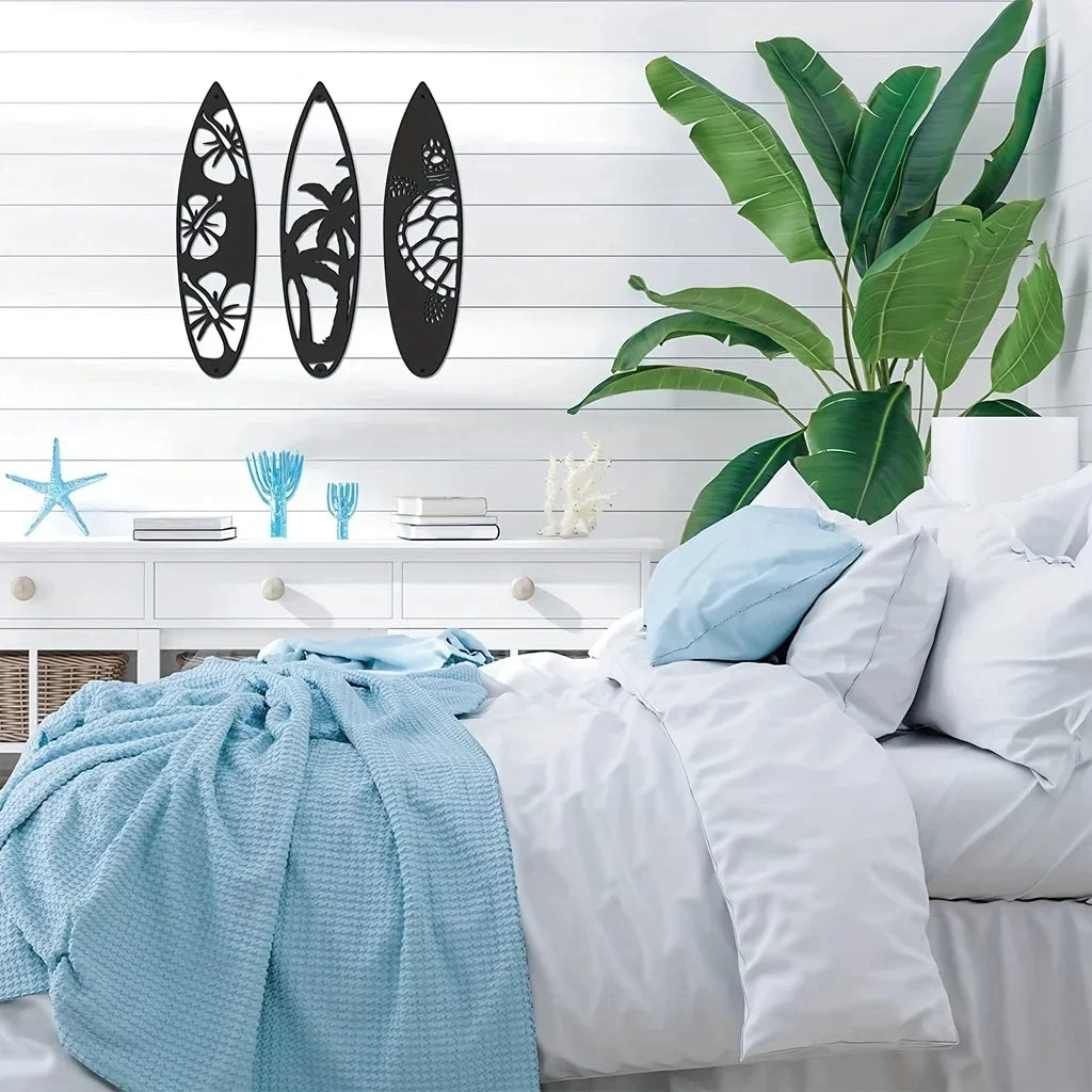 Metall Surfbrett Wanddeko – Sommer Strand Palmen Schild Kaufschwan®