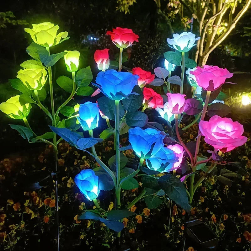 5-Köpfe Solarlichter – Außen Dekorative Rosenblumen Rasenlampe für Hof, Terrasse, Garten & Weihnachtsdekoration Kaufschwan®