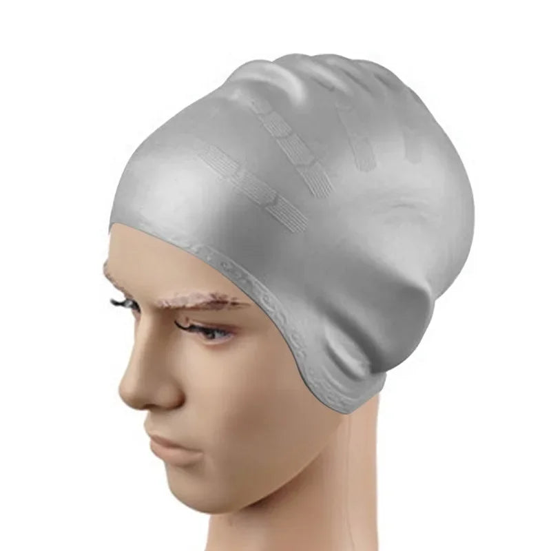 Wasserdichte Schwimmkappe aus Silikon – Hohe Elastizität | Unisex Schwimmhaube mit Ohrenschutz für Langes Haar