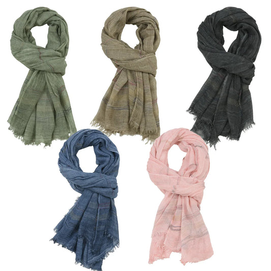Weicher Bandana Schal | Baumwolle-Leinen Garngefärbt Gestreift | Langes Schal-Tuch mit Fransen für Herren Kaufschwan®