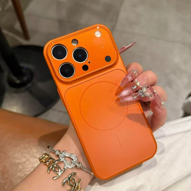 Elegante Matte Weinrote MagSafe-Hülle für iPhone 18 Pro & iPhone 18 Pro Max – Magnetische Stoßfeste Schutzhülle mit Kameraschutz Kaufschwan® Orange iPhone 18 Pro