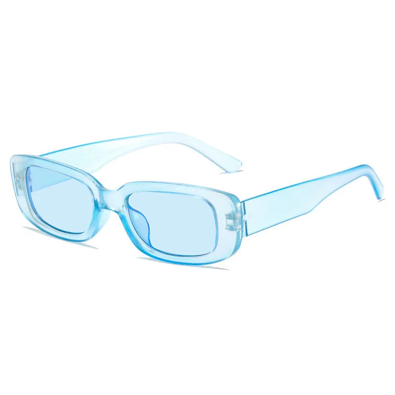 Vintage-Sonnenbrille in Gelee-Farben – Rechteckige Sonnenbrille mit kleinem Rahmen und UV400-Schutz für Damen und Herren Kaufschwan® Blau