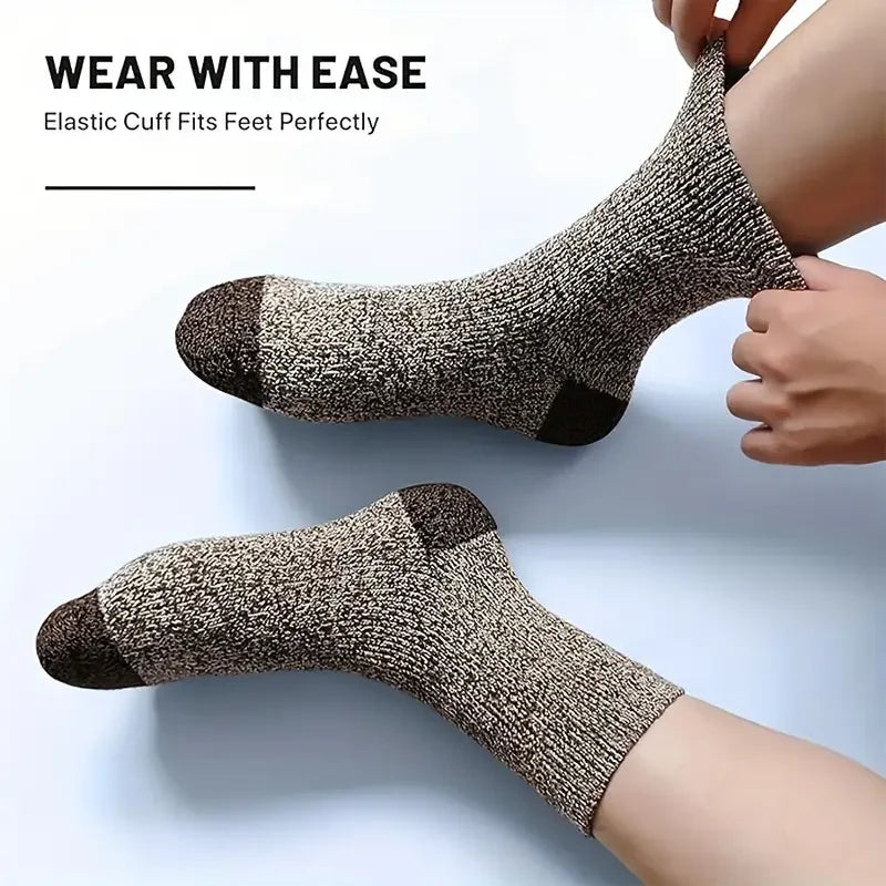 5 Paare Herren Merinowollsocken | Extra Dicke Thermo-Wandersocken für Kaltes Wetter Kaufschwan®