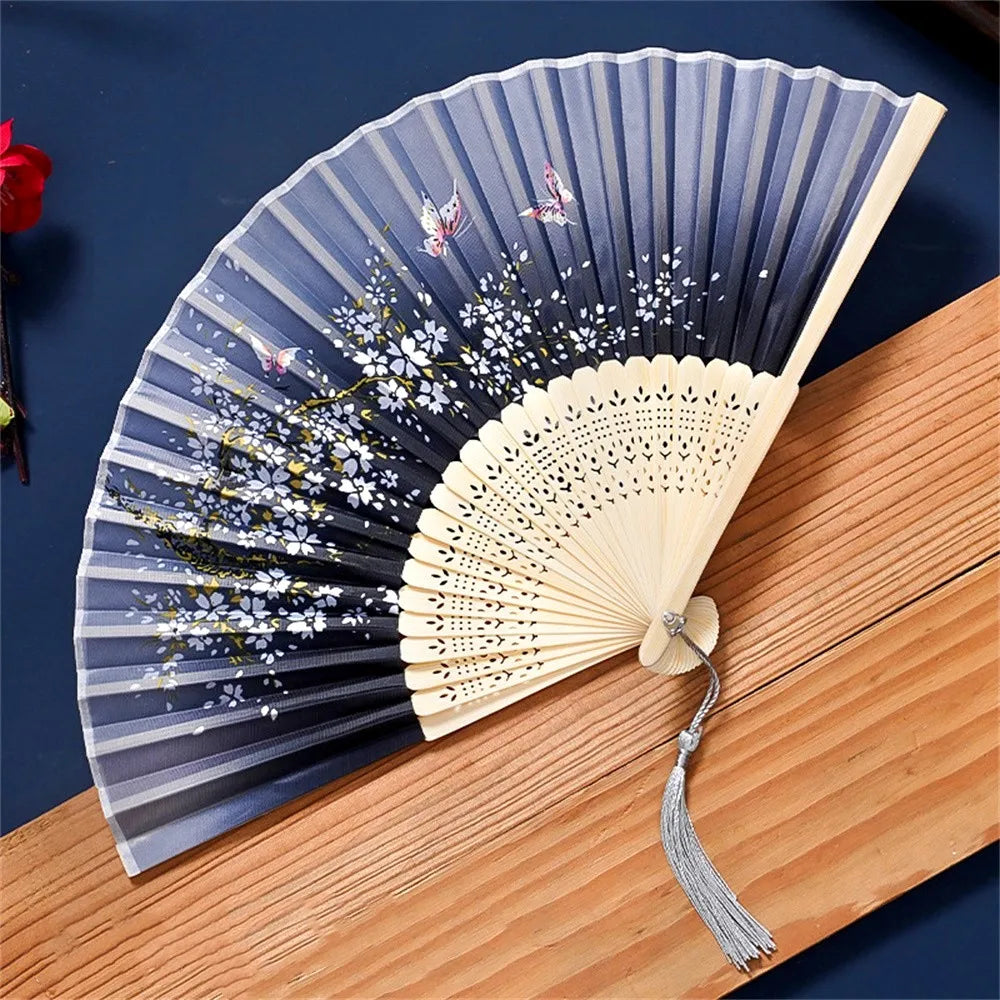 Vintage Seiden-Faltfächer | Chinesische & Japanische Bambusfächer | Tanzrequisiten | Heimdekoration & Geschenke Kaufschwan®