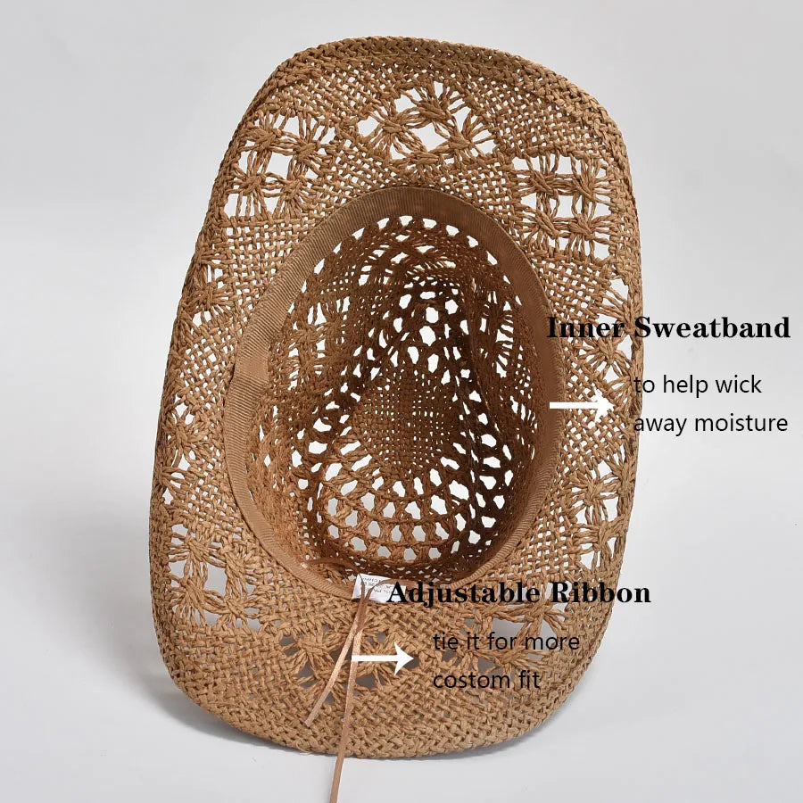 Sommer Strohhut für Damen – Handgewebter Sonnenhut mit Muschel-Dekoration, Panama Strandhut Kaufschwan®
