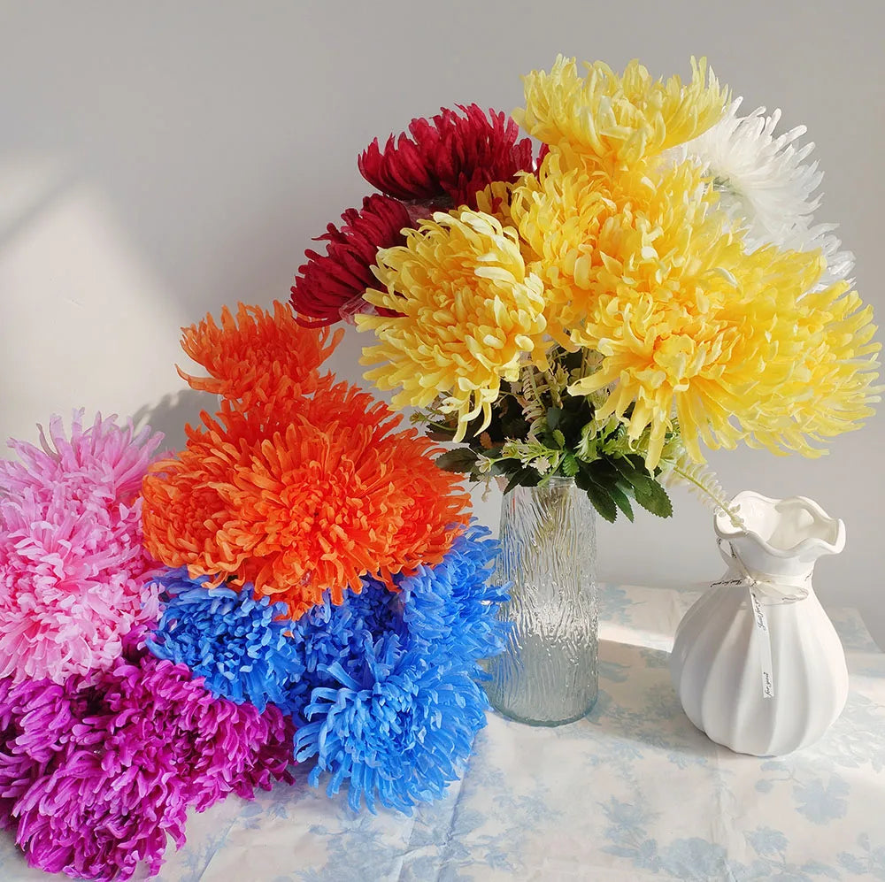 Künstlicher Chrysanthemenstrauß – 7-Köpfige Seidenblumen für Hochzeit, Tisch, Zuhause & Party Dekoration | Elegante Kunstblumen Arrangements Kaufschwan®