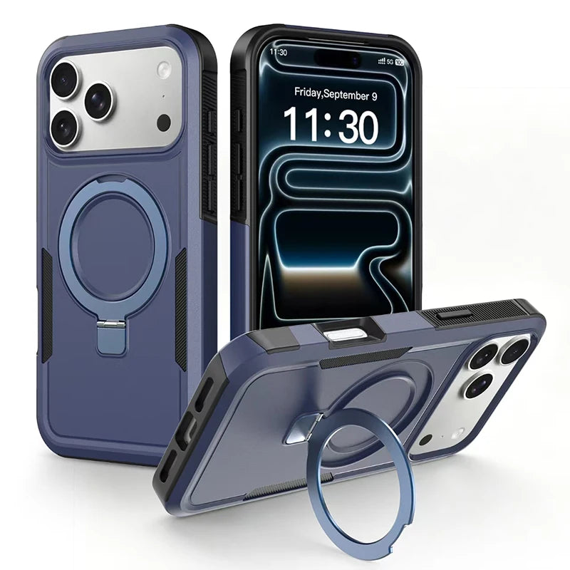 Einfarbige Magnethülle für iPhone 18 Pro & iPhone 18 Pro Max – Kabelloses Laden, Verdeckter Halter & Kameraschutz Kaufschwan® Blau iPhone 18 Pro