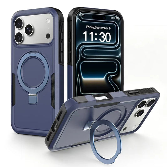Einfarbige Magnethülle für iPhone 18 Pro & iPhone 18 Pro Max – Kabelloses Laden, Verdeckter Halter & Kameraschutz Kaufschwan® Blau iPhone 18 Pro