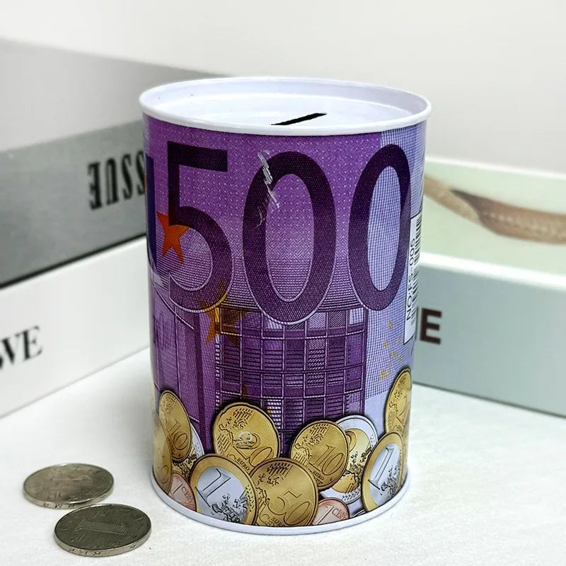 Zylindrische Euro Design Blech Sparbox – Wiederverwendbare Münz Aufbewahrung für Zuhause Kaufschwan®