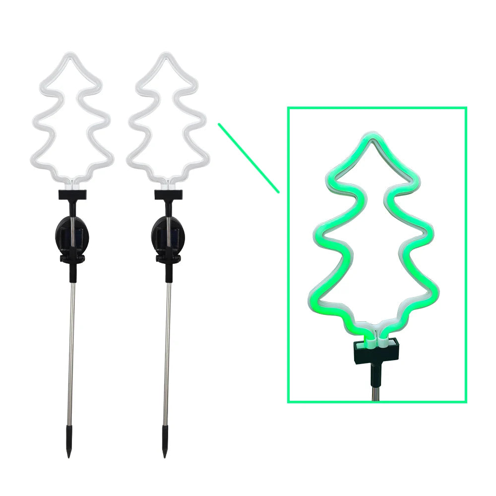 Neon Solar Gartenlichter – Wasserdichte Flamingo- & Weihnachtsbaum-LED-Lampen für Außenbereich & Partydeko Kaufschwan® 2 Stück A