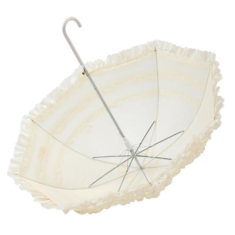 Leichter Sommer & Regen Spitzen Schirm – Sommer Lolita Spitzen-Parasol – Femininer Damen Sonnenschirm, Niedlicher Haushalts-Schirm für Sonne & Stil