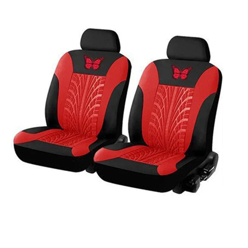 Universelles Autositzbezüge-Set – Vollständiges Set mit eleganter Schmetterlingsstickerei für Auto, SUV, Van & LKW Kaufschwan® Rot (2 Sitze)