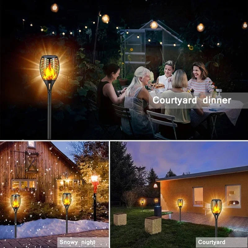 1/2/4/6/8/10 Stück Solar Flammen Fackellichter – Flackernde wasserdichte Gartenbeleuchtung für Rasen, Wege, Hof & Terrasse Kaufschwan®