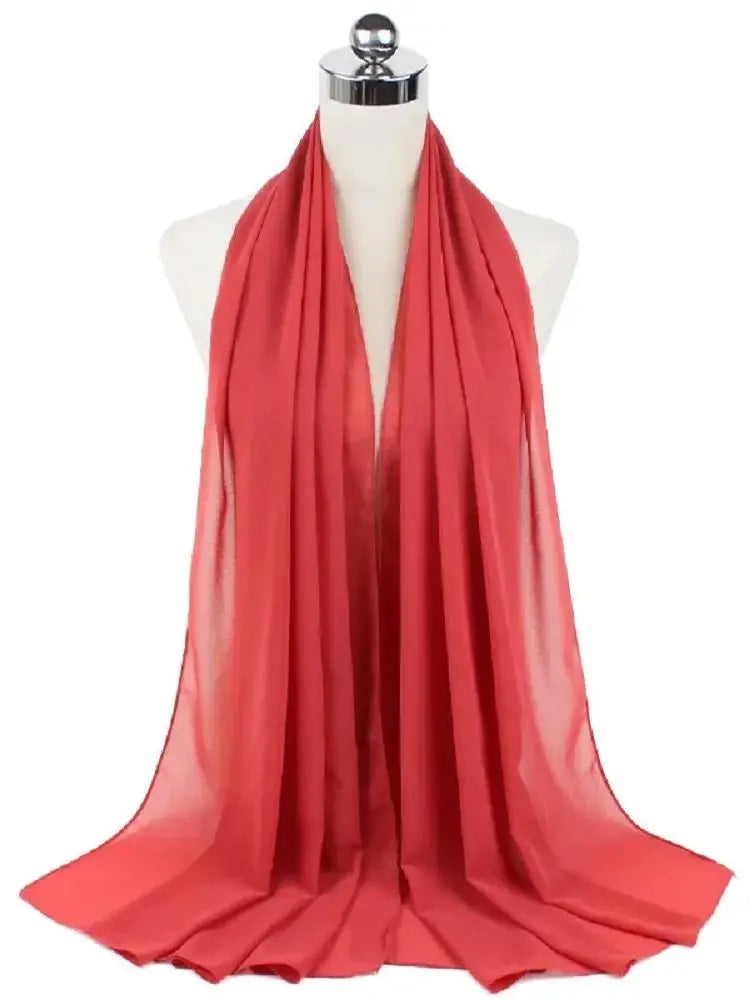 Damen Hijab aus Chiffon – Sofort Tragbares Kopftuch | Einfarbiger Instant Hijab Schal, Arabischer Wrap & Islamischer Schal Kaufschwan® Korallrot