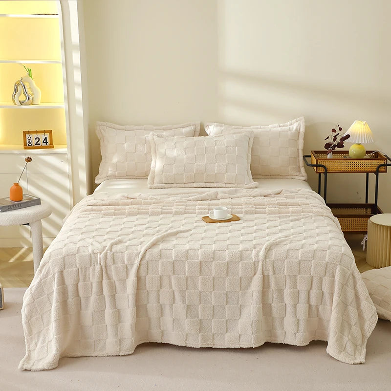 Karierte Weiche Taffeta Fleece Decke – Flauschiger Einfarbiger Bettbezug & Überwurf für Sofa, Bett, Erwachsene, Kinder & Haustiere Kaufschwan®