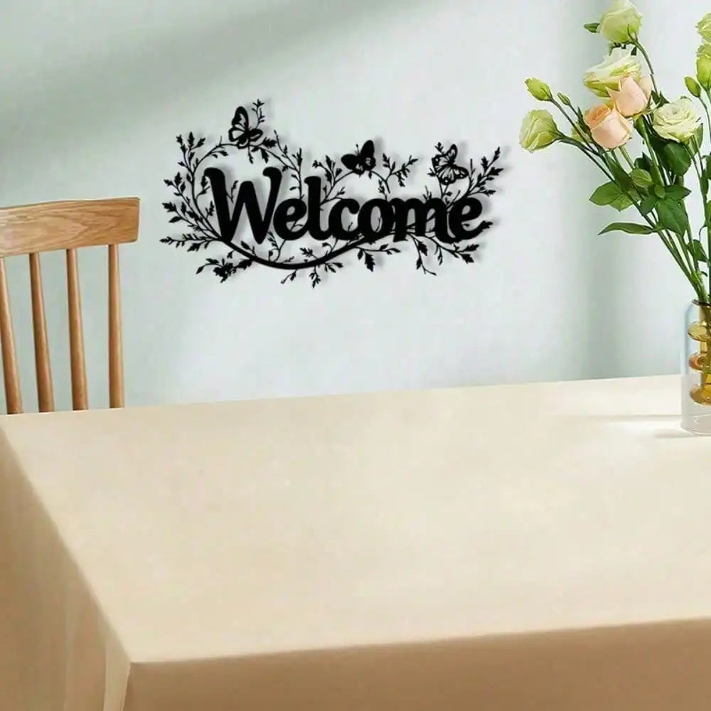 Blumen Welcome Metall Wanddeko – Modernes Rostfreies Weihnachts Dekor Kaufschwan®