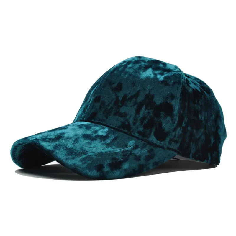 Neue Gold Velvet Baseballkappe | Unisex Herbst & Winter Fashion Hut | Lässiger Gebogener Schirm Hip-Hop Cap Kaufschwan® Grün adjustable